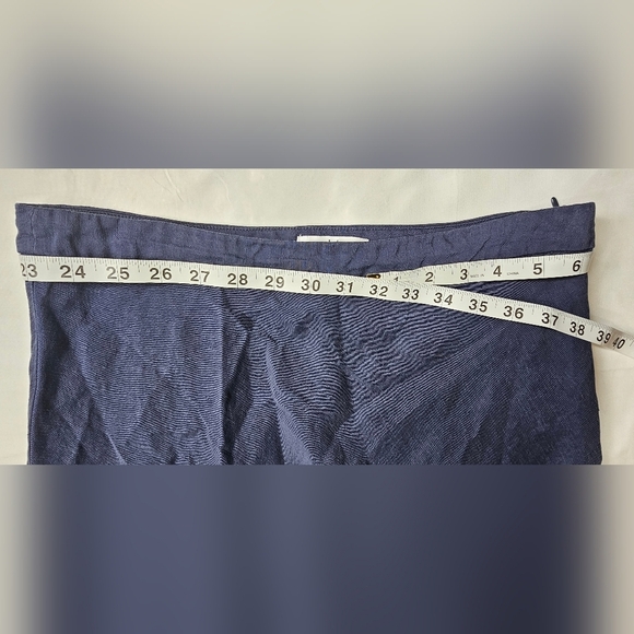 H by Halston Maxi Skirt Size 10 Linen Blend Navy Lagenlook Coastal - Picture 5 of 6